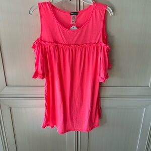 HEIMISH USA Hot Pink Cold Shoulder Blouse